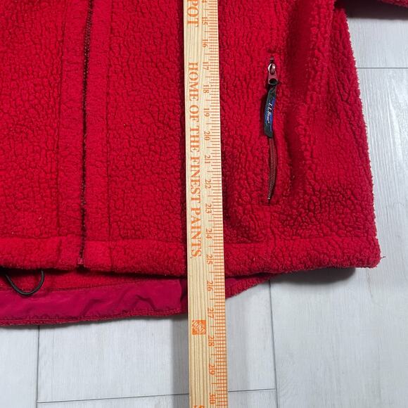 Vintage L.L Bean Men's Large Outdoors Red Sherpa Fleece Jacket Full Zip - Picture 14 of 14